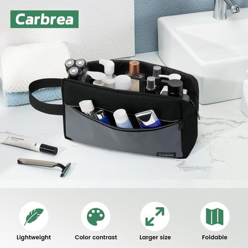 Carbrea Travel Toiletry Bag - Large Toiletry Bag for Men Skincare Bag Doop Kit for Toiletries Accessories Gifts - Black