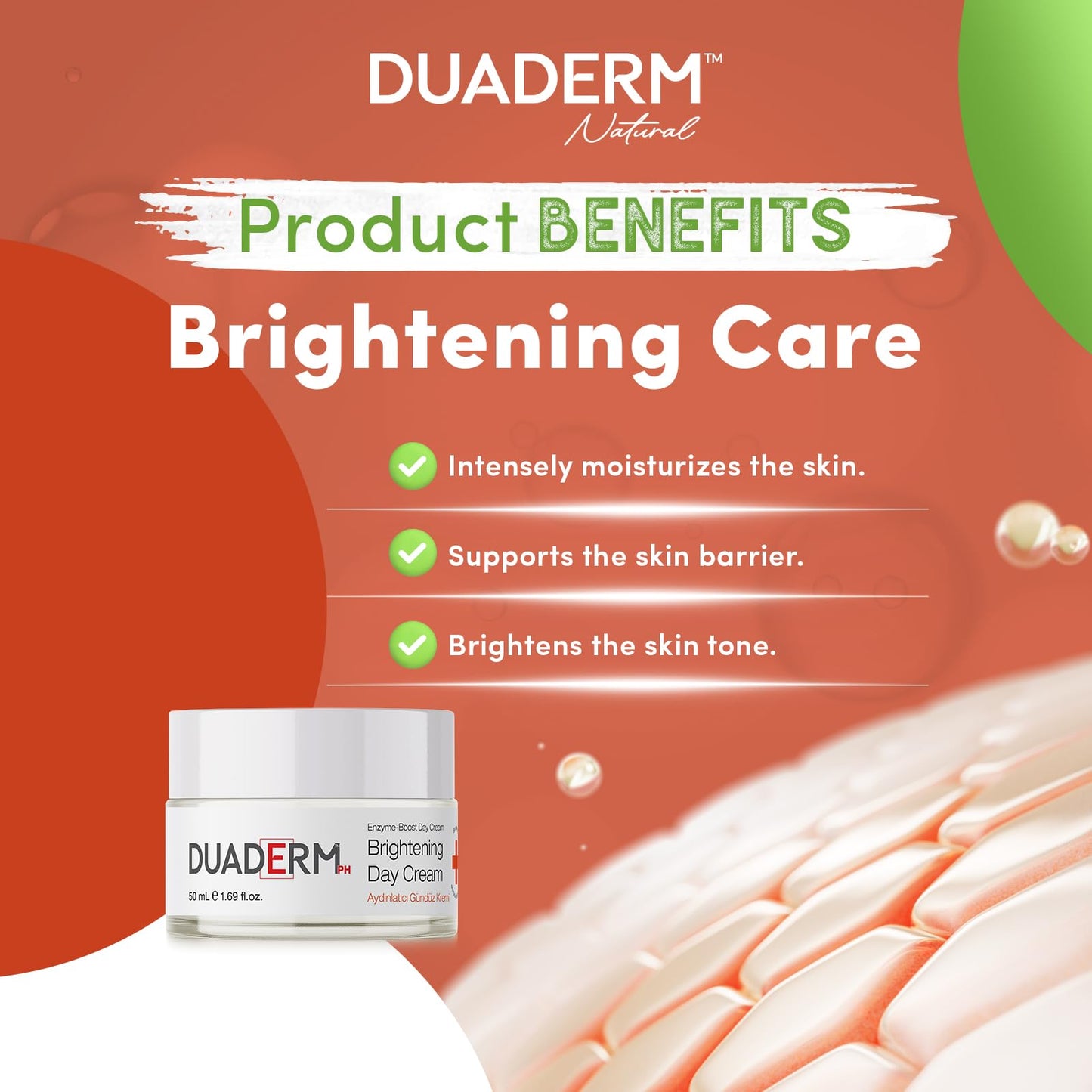 DUADERM Enzyme-Boost Brightening Day Cream, Lightweight Glow-Boosting Daily Moisturizer & Makeup Primer, 1.7 fl oz (50 mL)