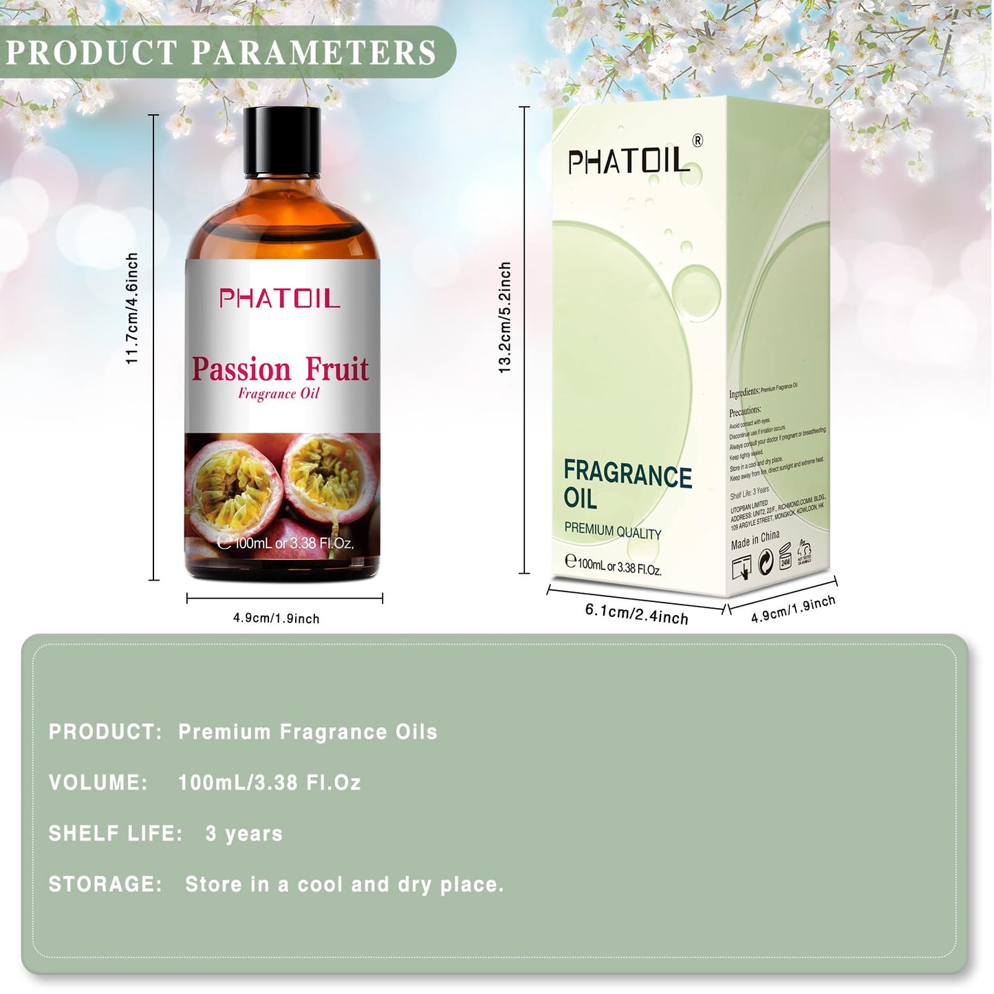 PHATOIL Passion Fruit Fragrance Oil for Diffuser Aromatherapy 3.38FL.OZ