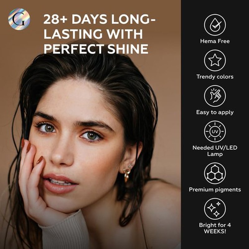 GLOSS Autumn Gel Nail Polish Set | HEMA Free 6pcs Set with Beige, Oat Milk, Burnt Orange, Rust, Flame, Tangerine UV Led Gel Nail Polish, Gel Varnish for DIY Manicure, Ideal Girls & Women Gift