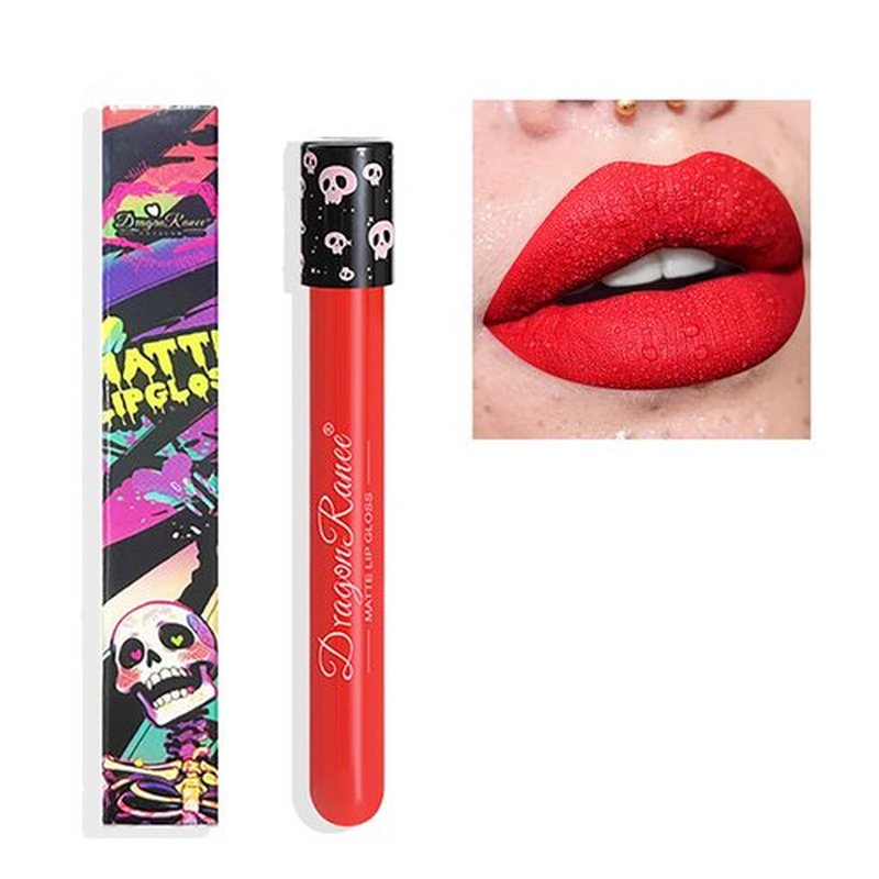 Easilydays Red Halloween Matte Liquid Lipstick, Velvet & Metallic Colors, for Glossy Full Matte Lip Gloss, Non-Stick Cup Long Wear Lip Glaze, High Pigmented Bold Goth Makeup for Halloween Cosplay, #07