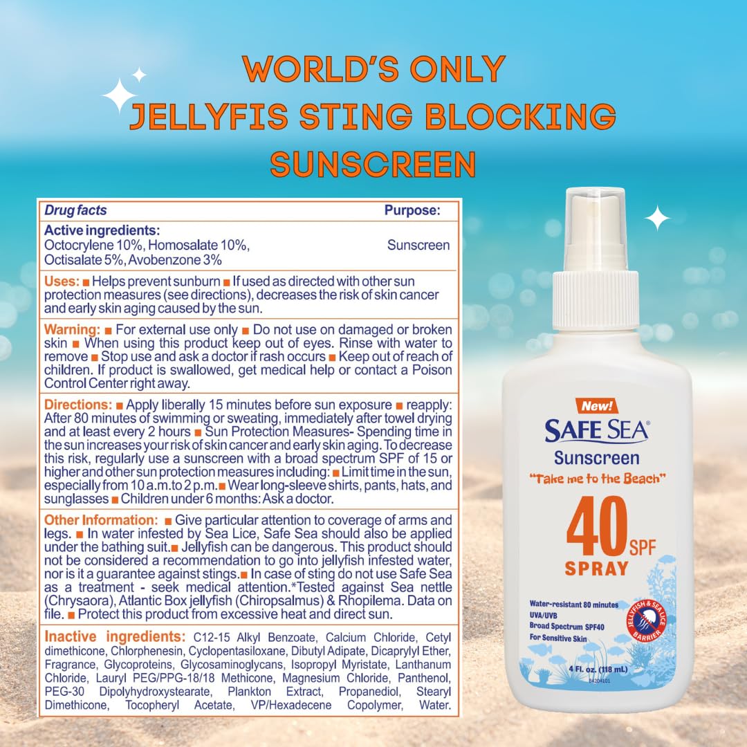 Safe Sea Anti-Jellyfish Sting Protective Lotion - Sunscreen - Sunblock - Sea Lice - Jelly Fish - 50SPF Adults (SPF50 + SPF40)