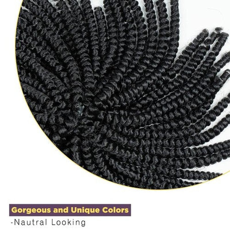 JOEDIR HAIR Spring Twist Crochet Hair 8 Inches 8 Pieces/Pack Black Synthetic Spring Curl for Black Women Brading Hair Extension (Color:1B)