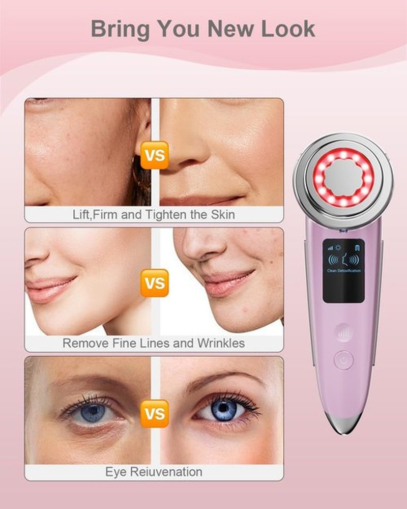 Face Massager Electric Face Lifting 4 in 1 Facial Massager Anti Aging Skin Tightening Firming Skin Care Tools (Pink2)