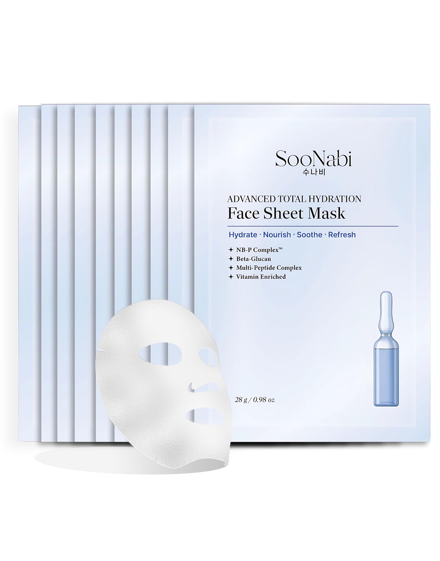 SooNabi Advanced Hydrating Face Sheet Mask | Peptides + 5 Ceramides + Niacinamide | Korean Vegan Skincare for Dry, Sensitive Skin | Soothing, Nourishing, Barrier supporting (10 Pack)