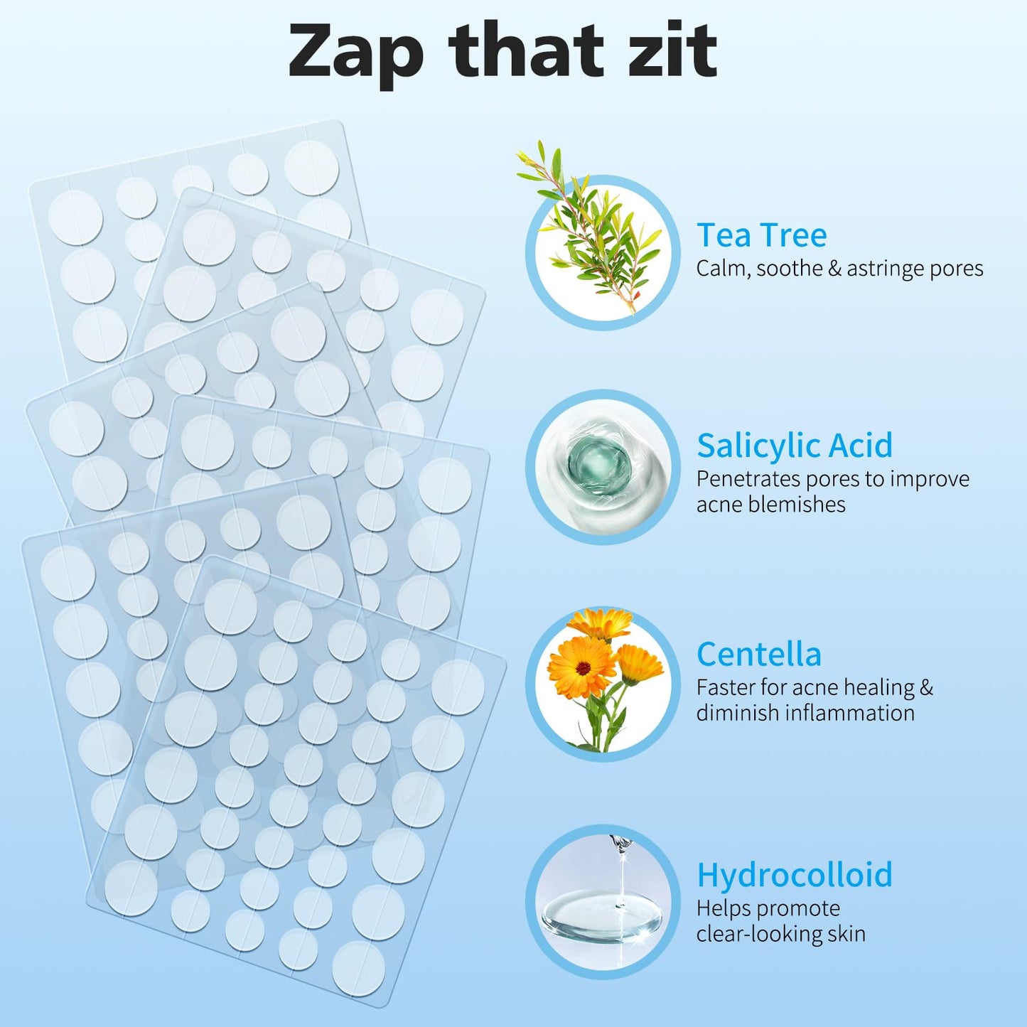 QUSTERE Pimple Patches for Face, Hydrocolloid Acne Patches, Cute Round Shape Zit Covers, Spot Stickers with Tea Tree, Salicylic Acid & Cica Oil| 2 Sizes (9mm, 12mm) |288 Count