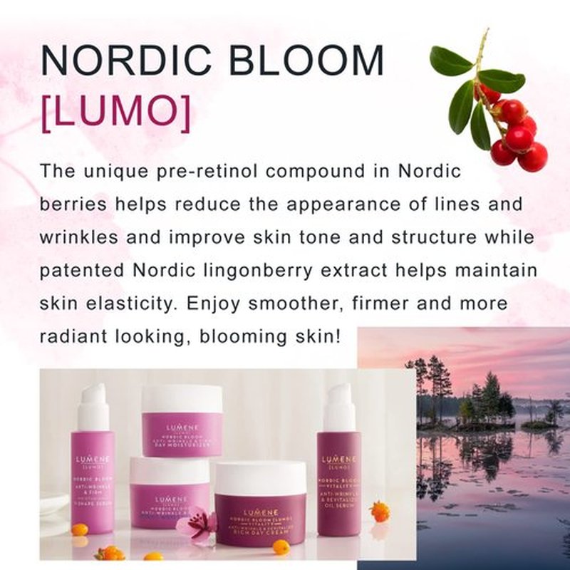 Lumene [Lumo Nordic Bloom Anti-Wrinkle + Firming Daily Face Moisturizer - Anti Aging Cream for Visibly Firm, Radiant & Smooth Skin - Formulated with Pre-Retinol Complex + Lingonberry Extract (50ml)