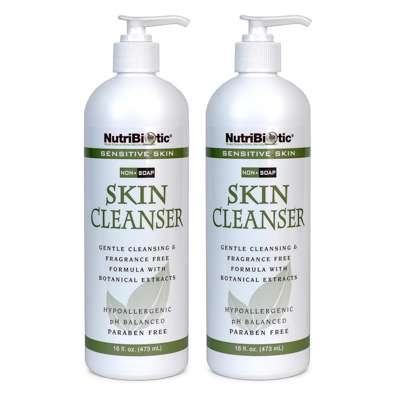 NutriBiotic Sensitive Skin Non-Soap Cleanser Twin Pack - pH Balanced & Hypoallergenic, 16 Oz