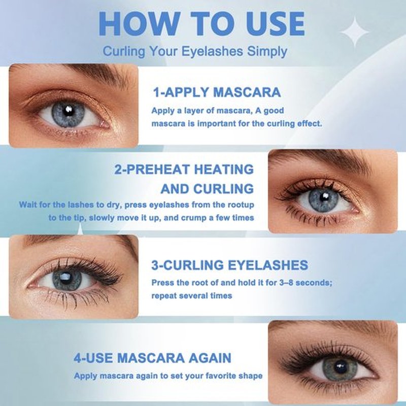 Heated Eyelash Curler - 2 in 1 Clip-Type Eyelash Curler - Heated Lash Curler - Electric Eyelash Curler Rechargeable for 24H Long-Lasting Natural Eyelashes, 3 Heating Modes, 8S Fast Heating, White