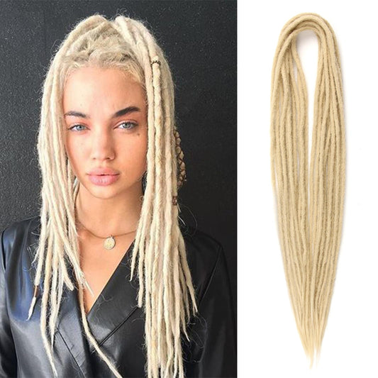 Double Ended Dreadlock Extensions 0.6CM Diameter Synthetic Hair 24Inch 30Strands Reggae Braids Hip-hop Style(Double Ended 30trands,613)