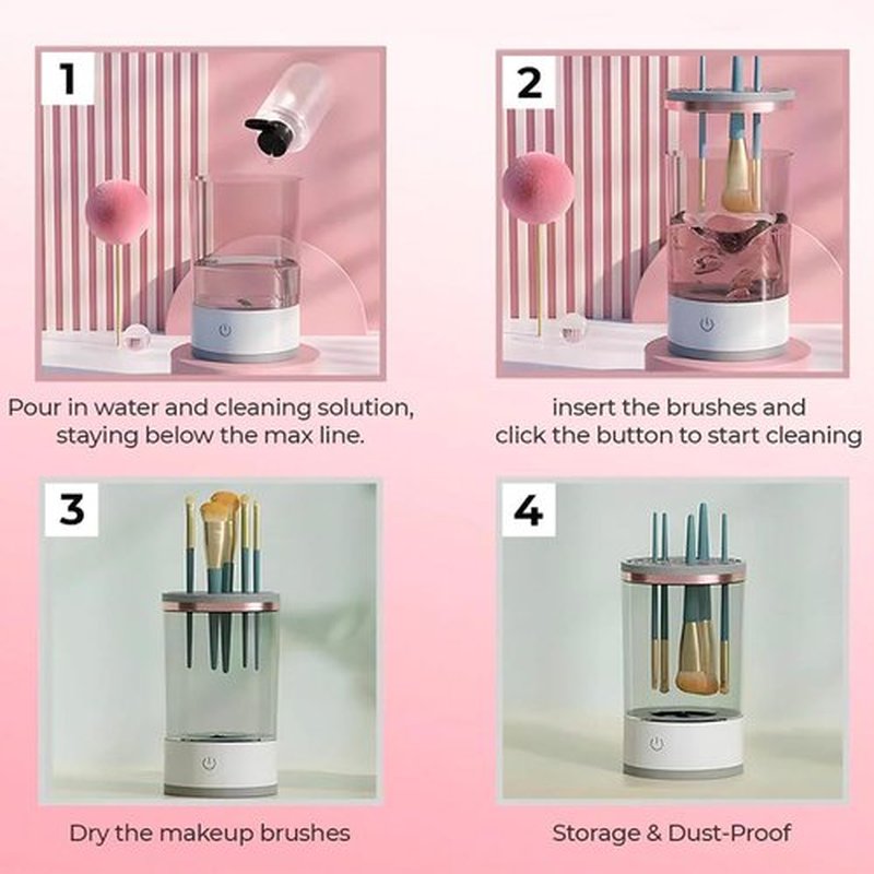 Beauty Swirl Cosmetic Brush Cleaner, The Cozy Luna Brush Cleaner, Rechargeable Makeup Brush Cleaner Machine, Automatic Electric Make Up Brush Cleaner (1 PC)
