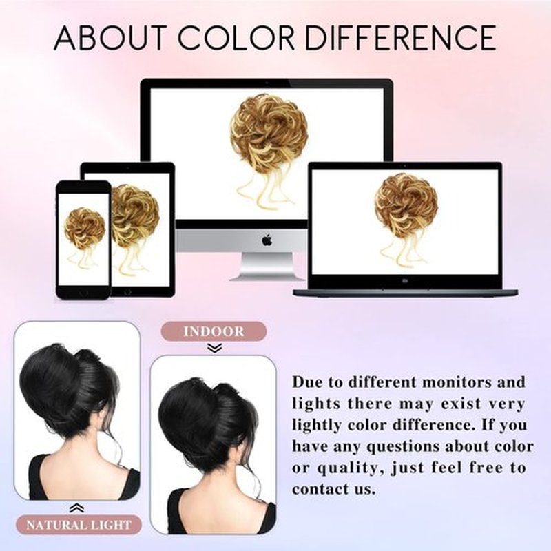 HSLHDI Messy Hair Bun Hair Piece for Women Short Bun Tousled Synthetic Elastic Scrunchies Hairpiece for Women Girls (1-5pcs, Light Blonde & Light Brown 86H10#)…