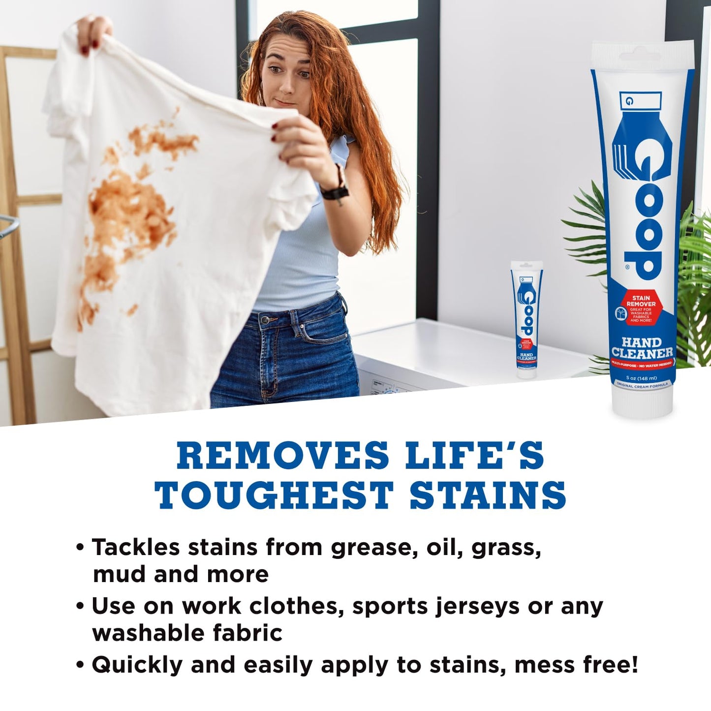 GOOP Original Multi-Purpose Waterless Hand Cleaner and Stain Remover - 5 oz Tube (Pack of 2)
