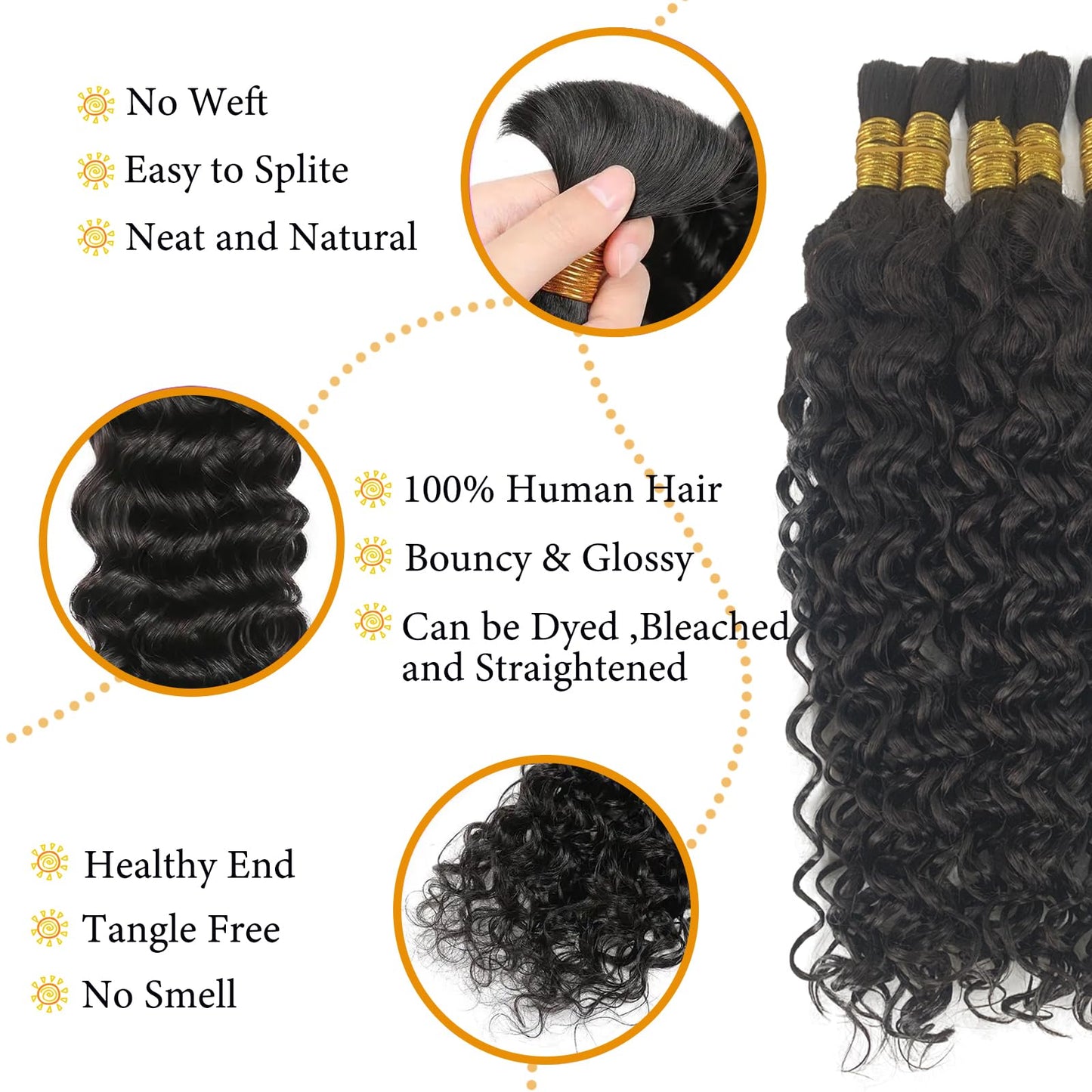 Human Braiding Hair 26 Inch Water Wave Bulk Human Hair for Braiding 50g(1Bundle/Pack) No Weft Brazilian Virgin Deep Curly Human Hair for Boho Braids Natural Black Color