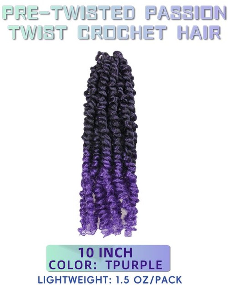 hahoness 10 Inch 8 Packs Pre Looped Passion Twist Crochet Hair for Black Women and Kids-Ombre Purple,Super Soft Bouncy Synthetic Braided Hair Extensions(10 Inch-8 Packs,T1B/Purple)