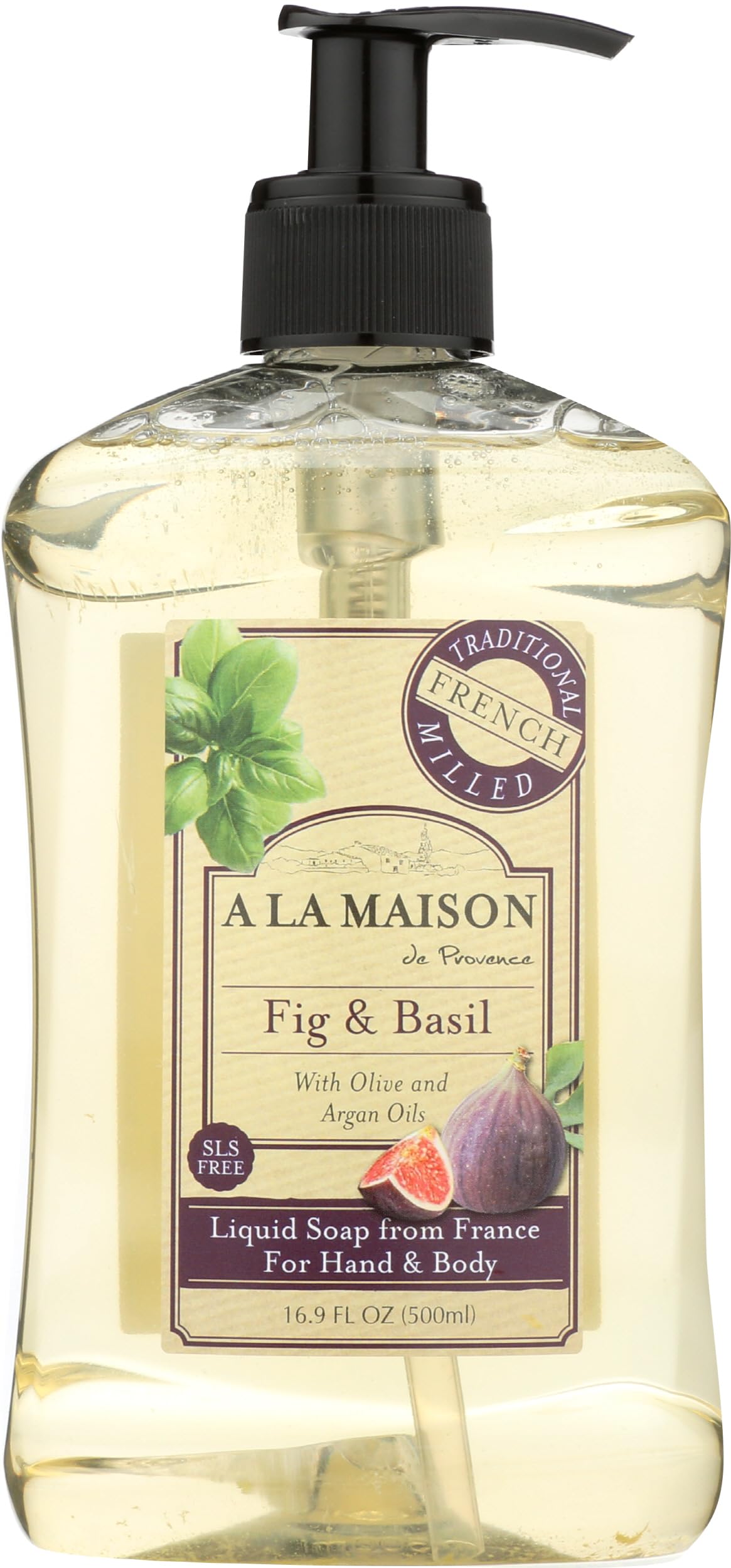 A LA MAISON Fig & Basil Natural Hand Wash Made with Essential Oils - Biodegradable, Plant-Based, Vegan, Cruelty-Free (16.9 Fl Oz Bottle)