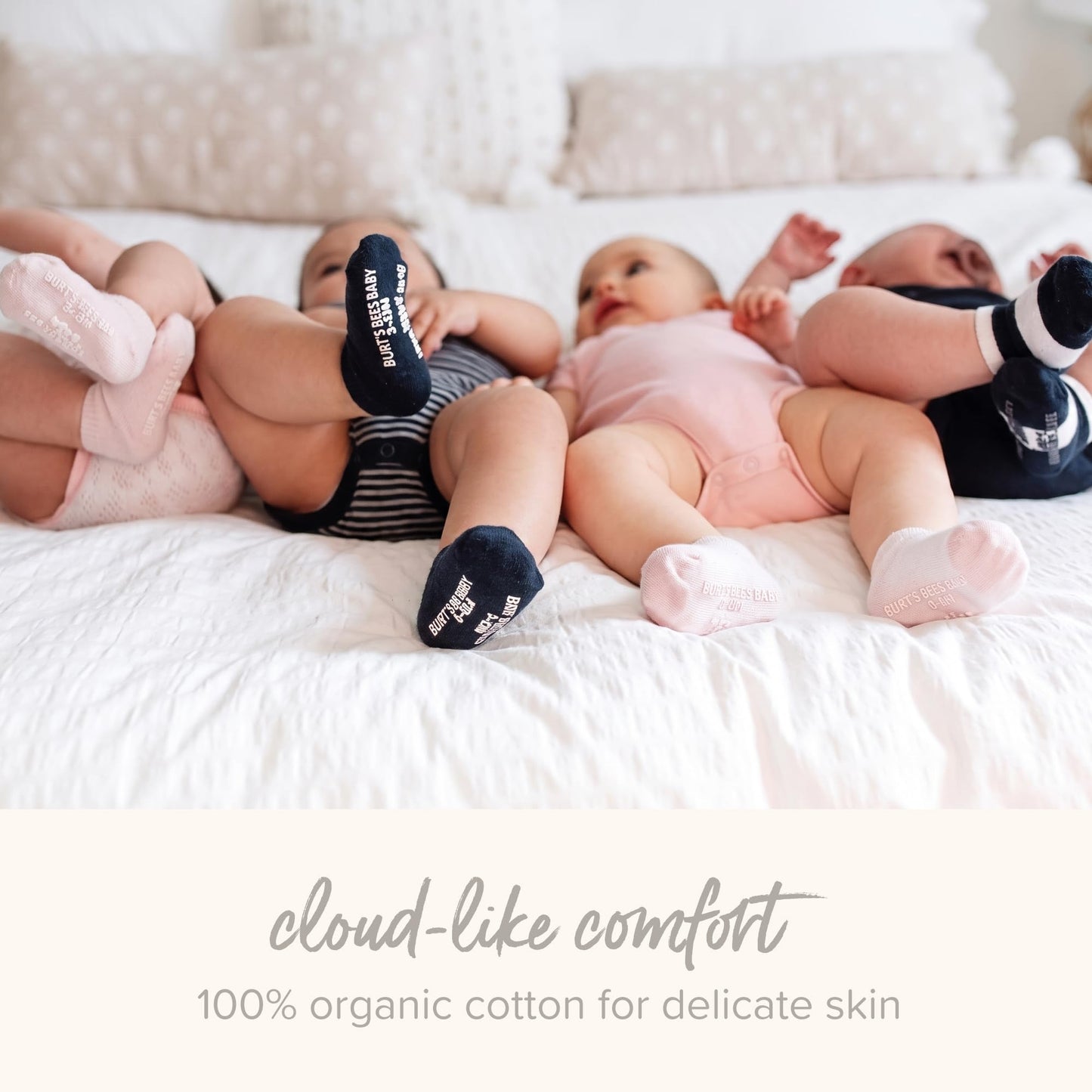 Burt's Bees Baby Organic Ankle & Crew Socks with Non-Slip Grips, 6-Pack