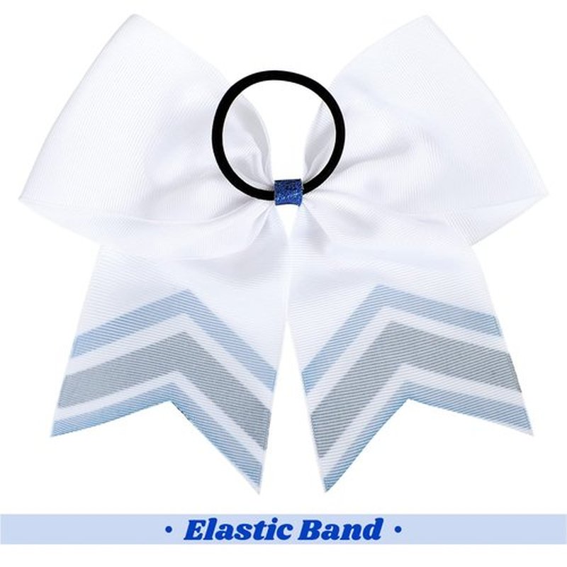 DEEKA 8PCS Large Glitter Cheer Bows Shiny 7" Cheer Hair Bows Ponytail Holder Handmade for Cheerleader Girls Softball Sports -Royal Blue/Black