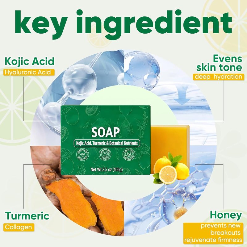 Turmeric Lemon Soap Bar - 2PCS Nourishing & Clarifying for Facial & Body Skin | Ideal for Dry & Oily Skin