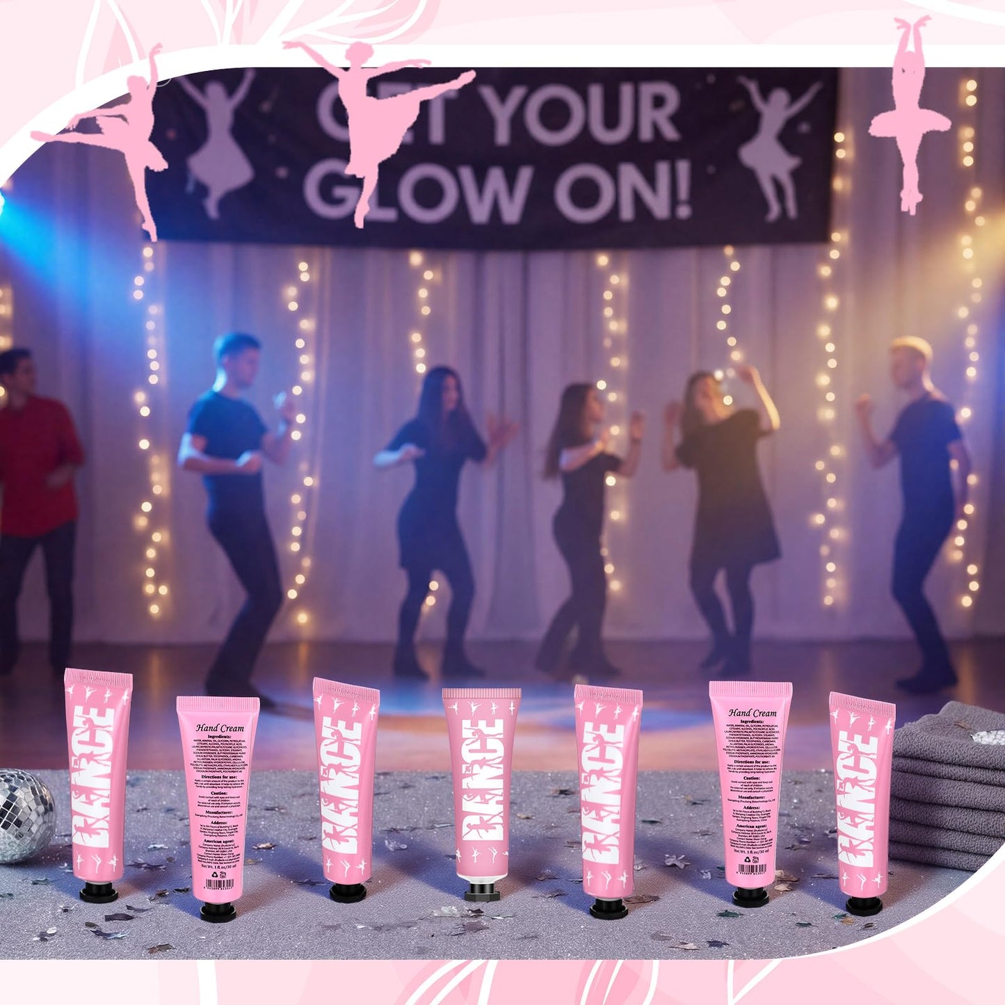 Loopeer 24 Pack Dance Themed Hand Cream Bulk Dancer Team Gifts Dance Competition Recital Party Favors Ballet Mini Hand Lotion Moisturizing for Women Dancing Graduation Teacher Ballet Ballerina Lovers