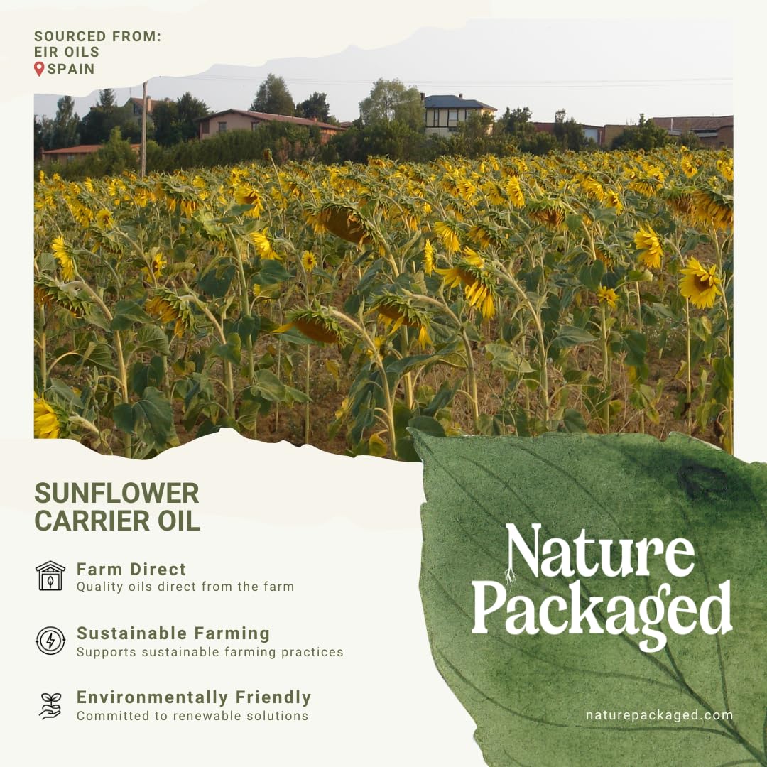 Nature Packaged Sunflower Carrier Oil (4Gal) - Direct from EIR Oils' Farmland in the Sunny Fields of Spain - 100% Pure Carrier Oil for Hair, Face, and Skin