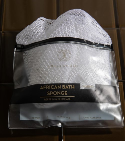 Bellanomi African Exfoliating Net Sponge Authentic Ethically Sourced from Nigeria 45 inch Long (White)