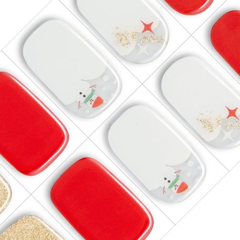 GelMala Gel Nail Strips Winter Design Snow and Snowman Gel Nail Stickers, Long Lasting, Easy to Apply&Remove -Gel Nail Strips for Nails Manicure Nail Wraps，Easy for begginners (Jingle Bells)