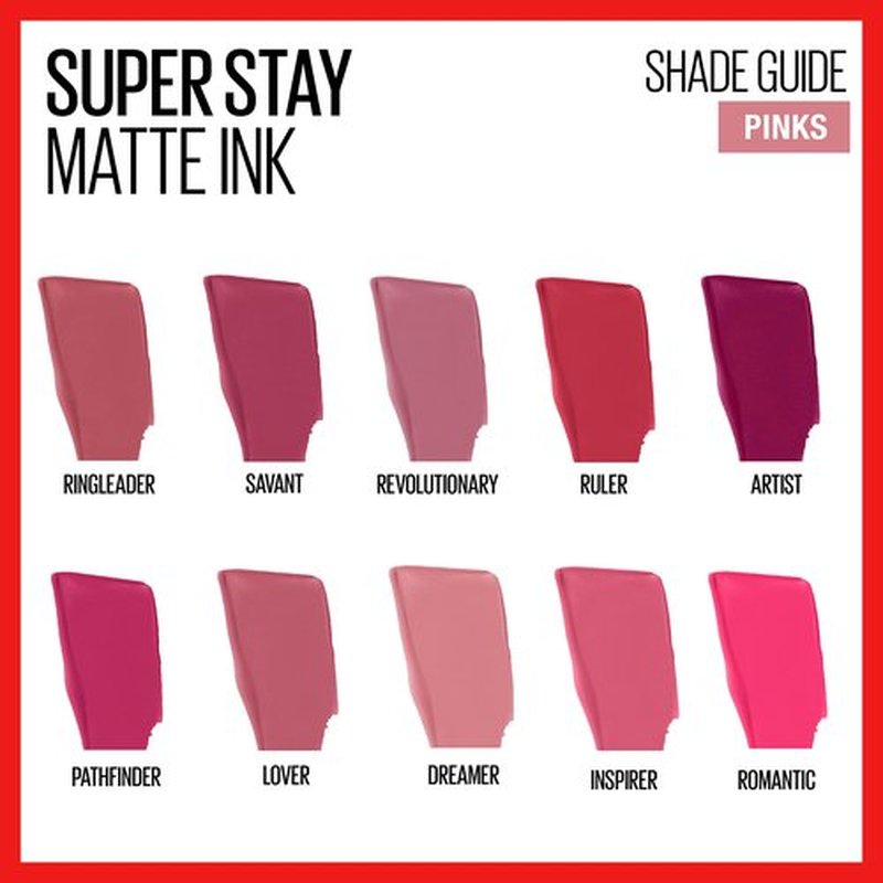 Maybelline Super Stay Matte Ink Liquid Lipstick Makeup, Long Lasting High Impact Color, Up to 16H Wear, Romantic, Vivid Pink, 1 Count