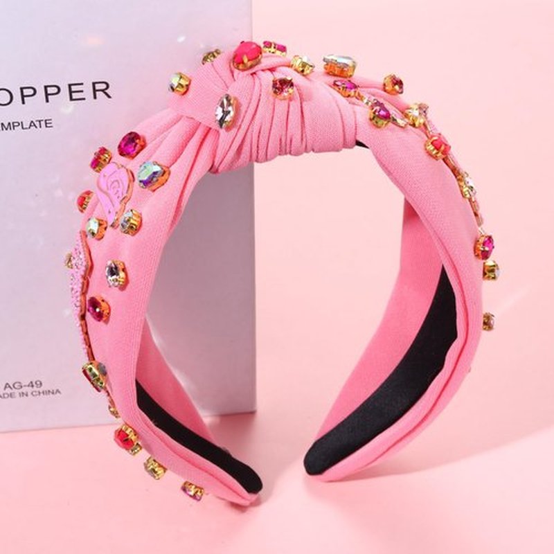 NVENF Western Knotted Headband for Women, Pink Howdy, YEEHAW Beaded Embellished Headbands, Cowgirl Accessories, Country Music Concert Outfits, Adult Hair Accessories