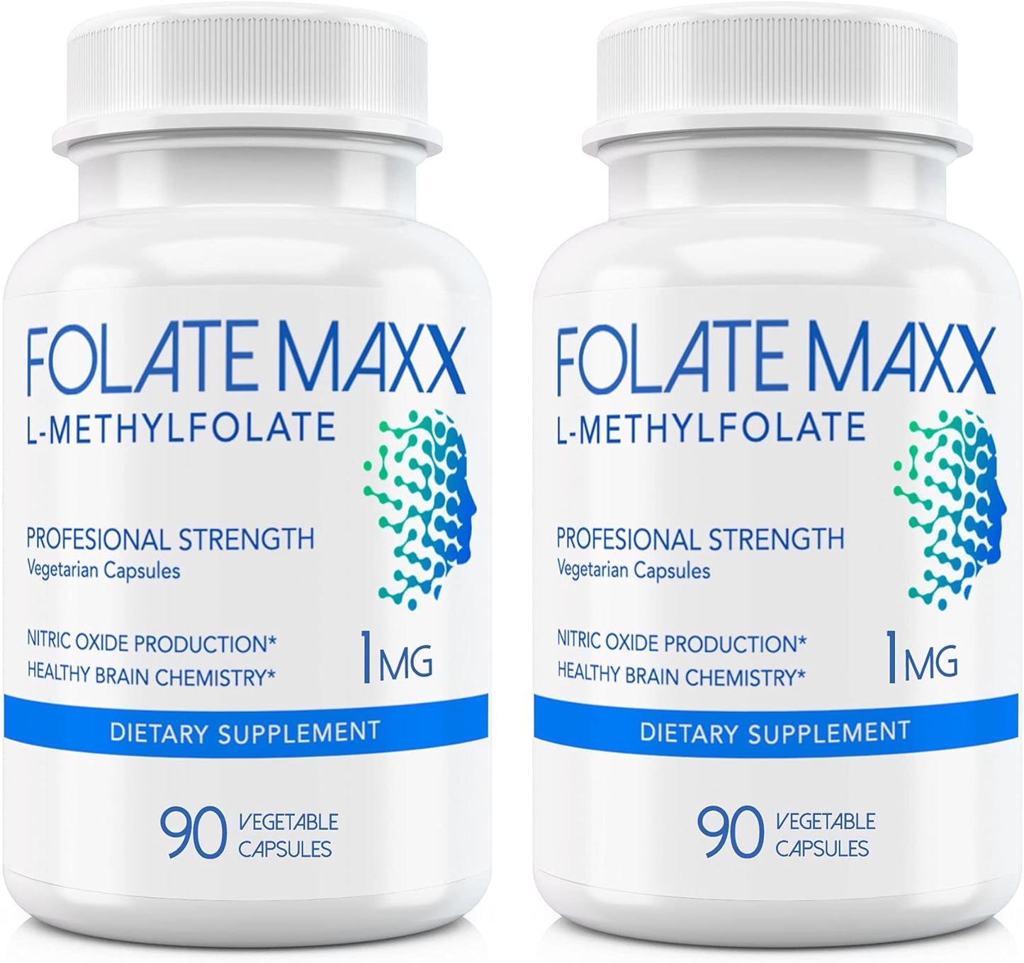 L-Methylfolate Supplement 1mg - Professional Strength Methylfolate | Non-GMO, Gluten-Free, 180 Veg Capsules