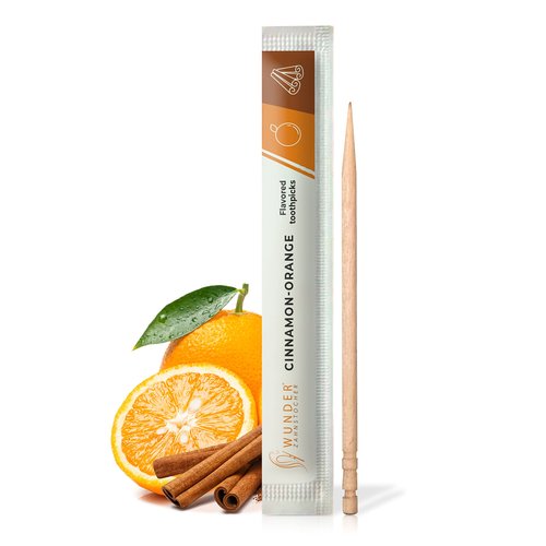 Wonder Toothpicks with Flavour, 200 x Toothpicks,Individually Packed,in 8 Refreshing Varieties,Gentle Oral Hygiene, Fresh Breath,Individually Packed Toothpicks with Flavour (Hell Cinnamon Orange, 200)