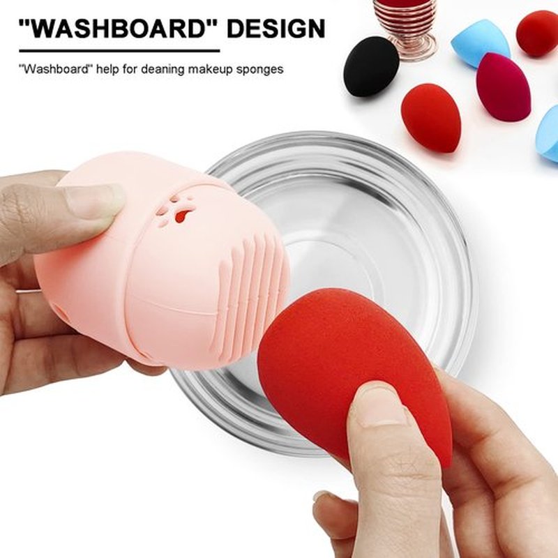Makeup Sponge Holder Set,Makeup Blending Sponge Storage Drying Rack and Cute Silicon Sponge Carrying Travel Case with 4 Pieces Makeup Sponge Egg for Liquid and Powder