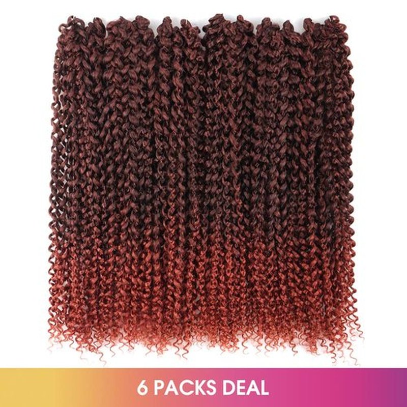 Pelokaa Passion Twist Hair - 18 Inch 6packs Ombre Orange Water Wave Crochet Braids Synthetic Braiding Hair Extensions (18 Inch 6Packs,T350)