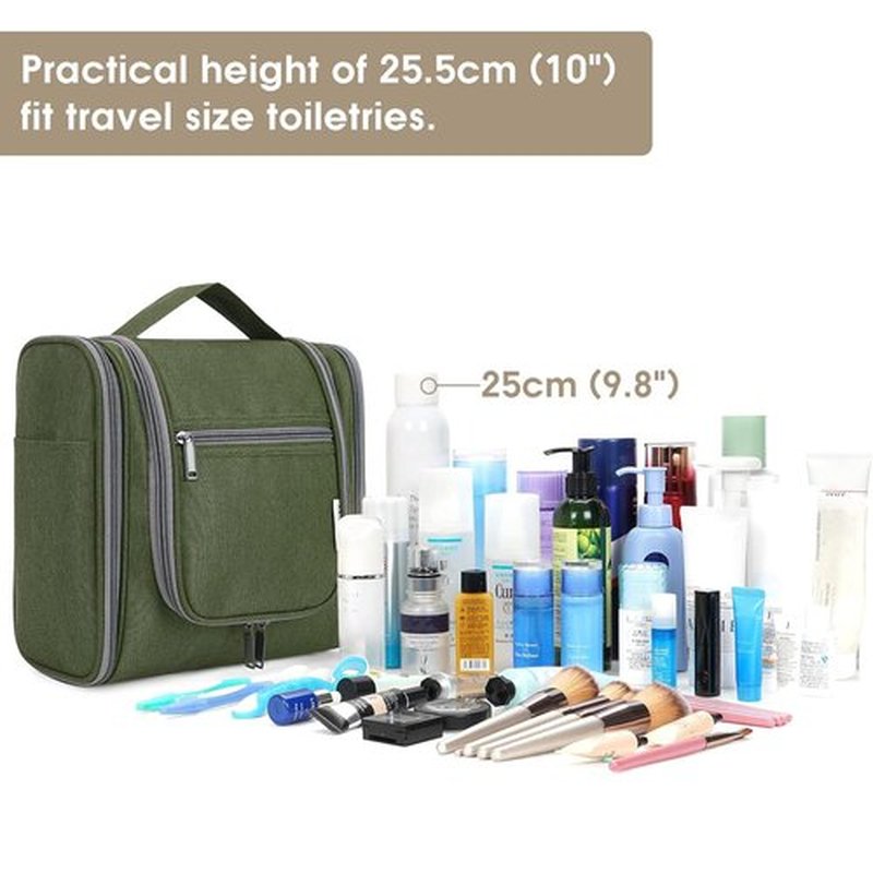 Hanging Toiletry Bag for Women Travel Makeup Bag Organizer Toiletries Bag Men for Cosmetics Essentials Accessories (Large, Army Green)