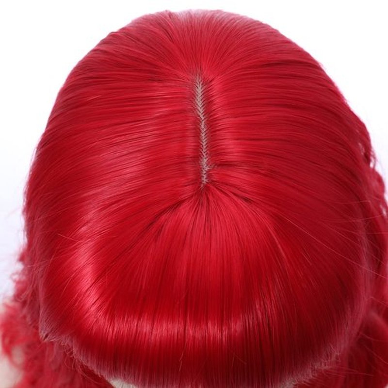 MAGQOO Red Wig Bright Red Wig Women Bright Red Bob Wig Short Curly Wavy Red Wigs with Bangs Synthetic Heat Resistant Costume Wig Cap Included (14", Red)