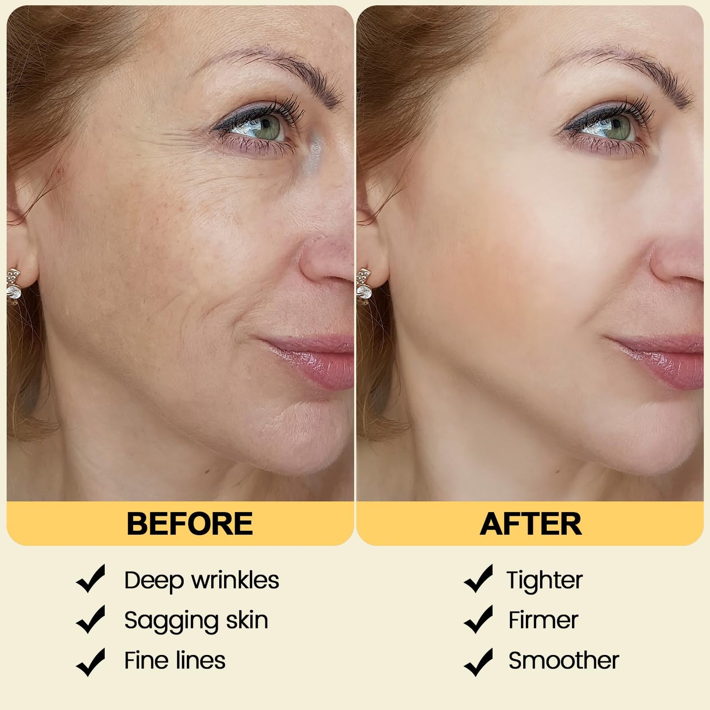 lxmtou Instant Face Tightener Cream for Temporary Firming & Wrinkle Smoothing, Helps Reduce the Look of Fine Lines, Deep Wrinkles & Pores, Daily Face Moisturizer for Women & Men, 3.53 oz