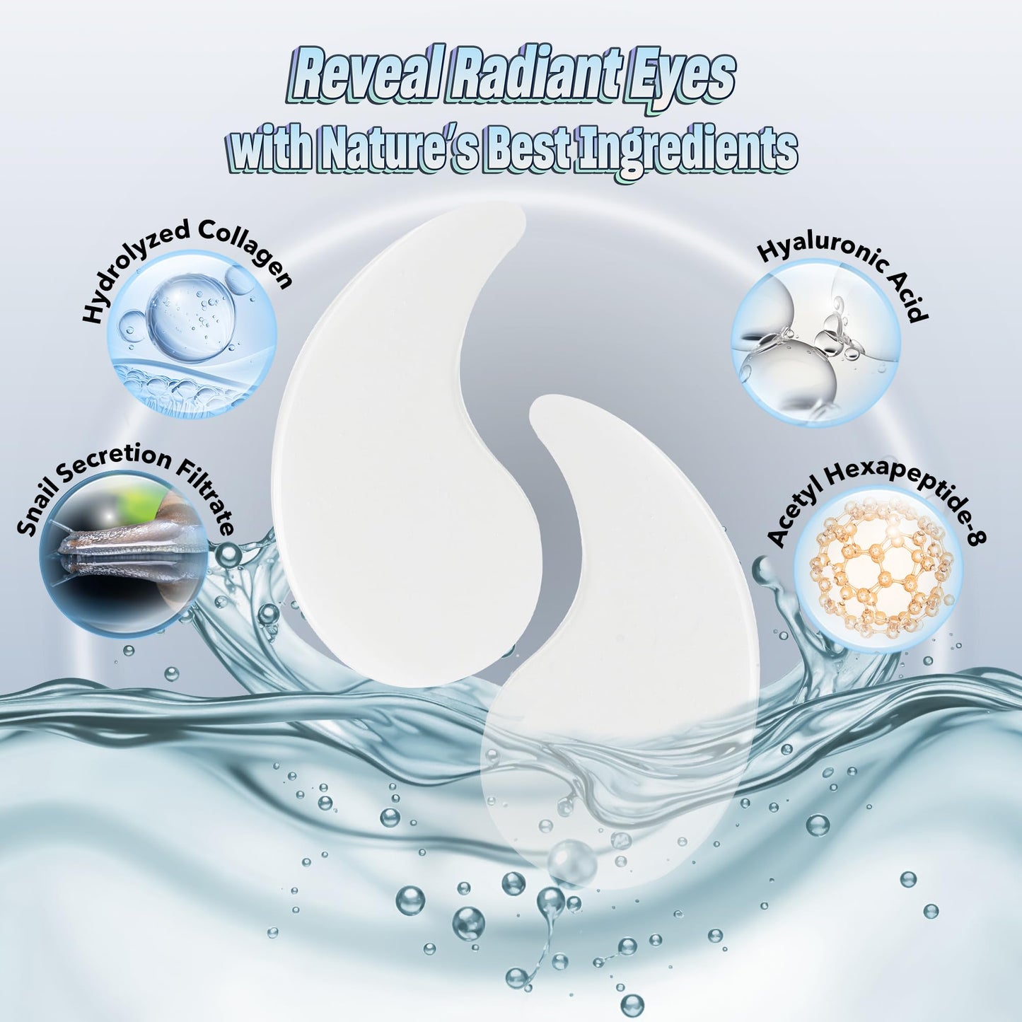 NAZANO Under Eye Patches - 60 Pack for Puffy Eyes, Dark Circles, Bags & Wrinkles with Hydrolyzed Collagen & Hyaluronic Acid - Eye Care Pads for Daily Skincare (White)