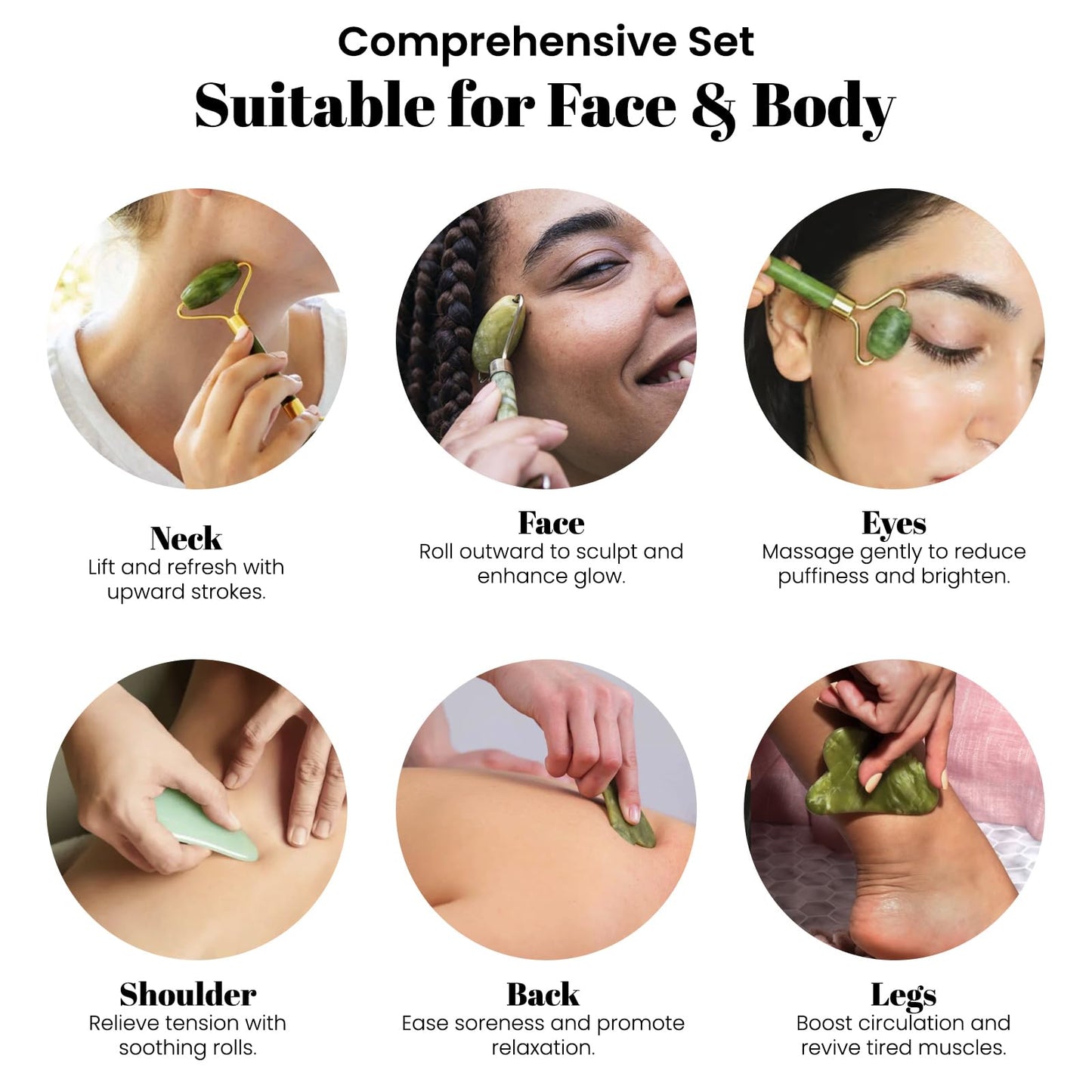 ROSELYNBOUTIQUE Gua Sha Facial Tools & Jade Roller Original Face Massager for Puffiness Wrinkless Skin Care Routine - Self Care Gift for Men Women