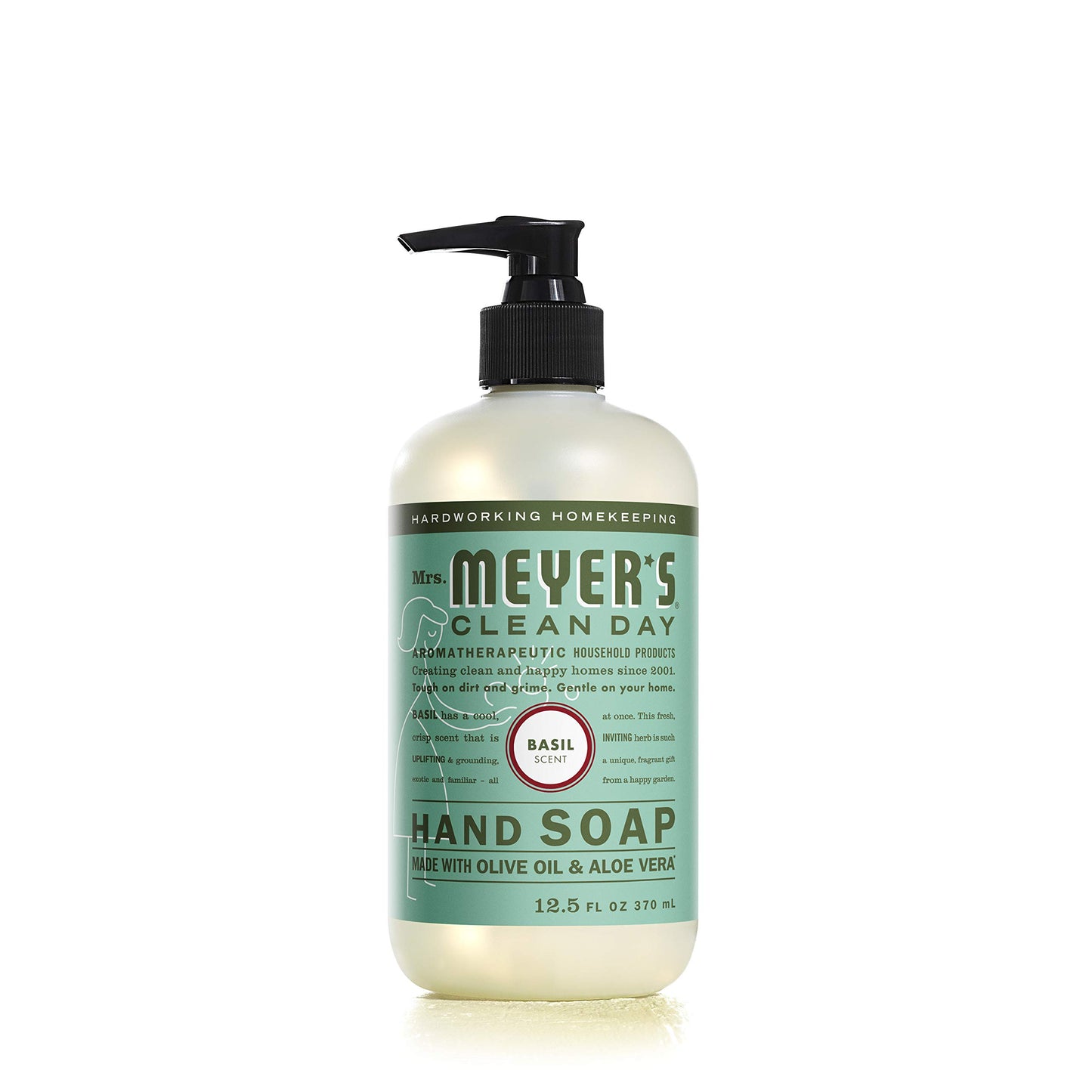 Mrs. Meyer's Hand Soap, Made with Essential Oils, Biodegradable Formula, Basil, 12.5 Fl. Oz