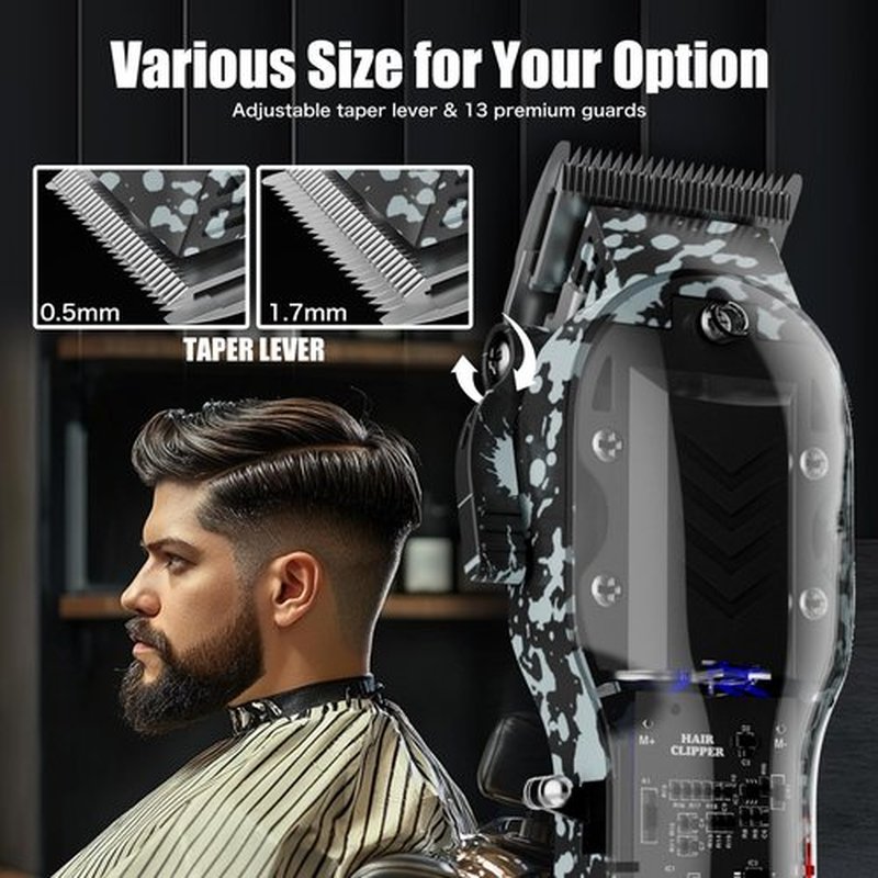 Tuanchuanrp Professional Hair Clippers for Men, Cordless Barber Clippers for Hair Cutting & Grooming, LED Display Hair Clippers and Trimmer Set for Barber Haircut with 8 Fade Taper Combs
