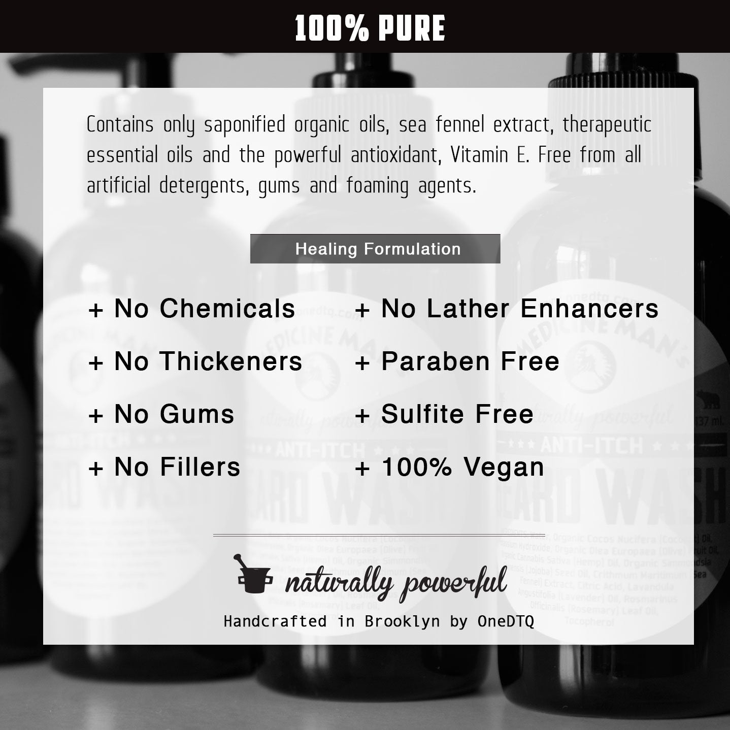 OneDTQ Beard Wash for Itchy Beard & Beardruff – Natural – Soothes, Softens, Deep Cleans – Medicine Man's 4,7 FL OZ