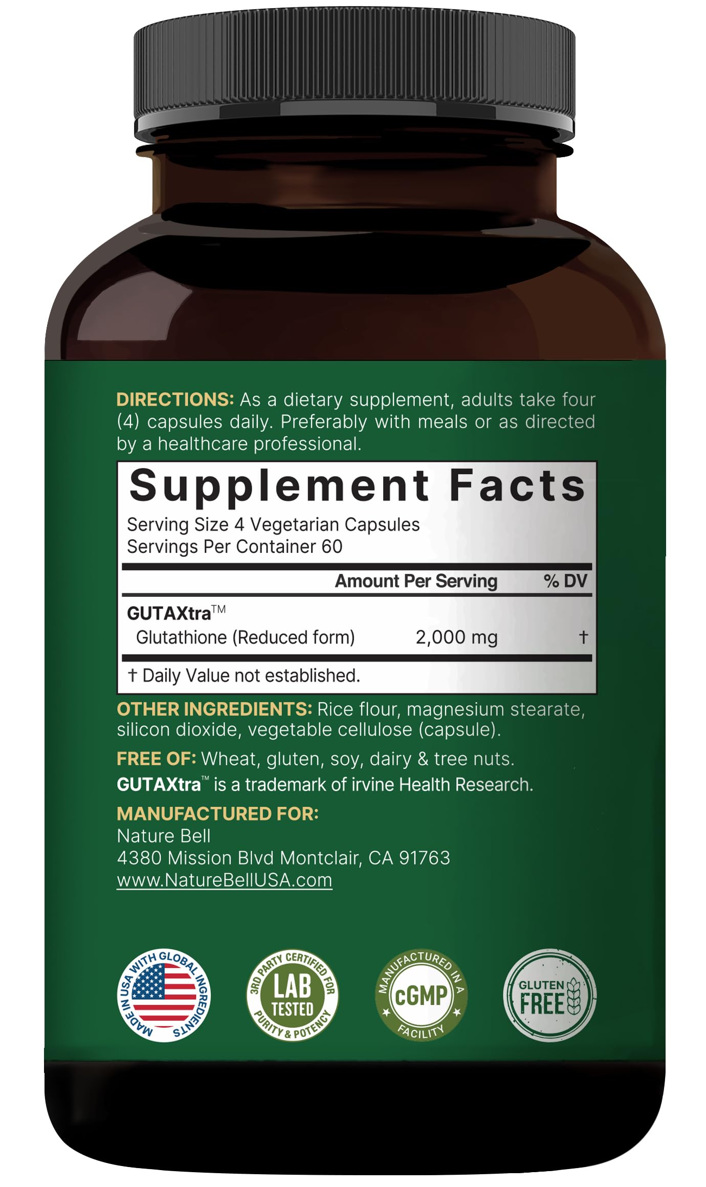 NatureBell Glutathione Supplement 2,000mg Per Serving, 240 Veggie Capsules | 98%+ Purity Verified, Bioavailable Reduced Glutathione Pills, Active Form, Master Antioxidant – Vegan Friendly & Non-GMO