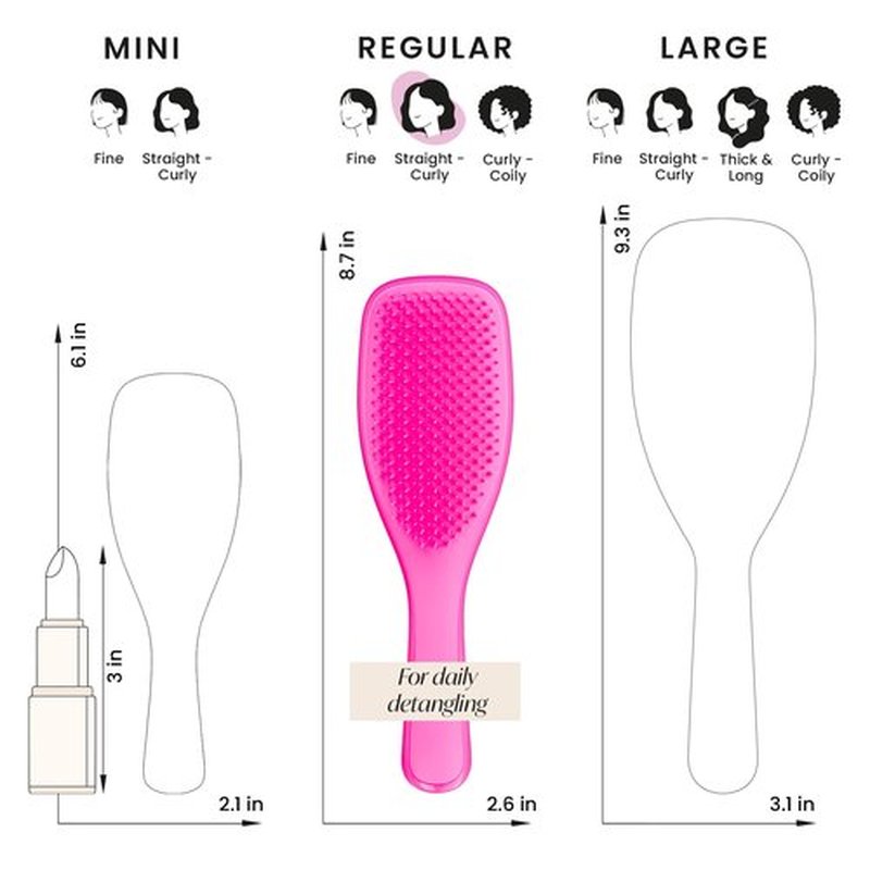 Tangle Teezer Ultimate Detangler Hairbrush for Wet & Dry Hair, Eliminates Knots & Reduces Breakage for All Hair Types, Runway Pink