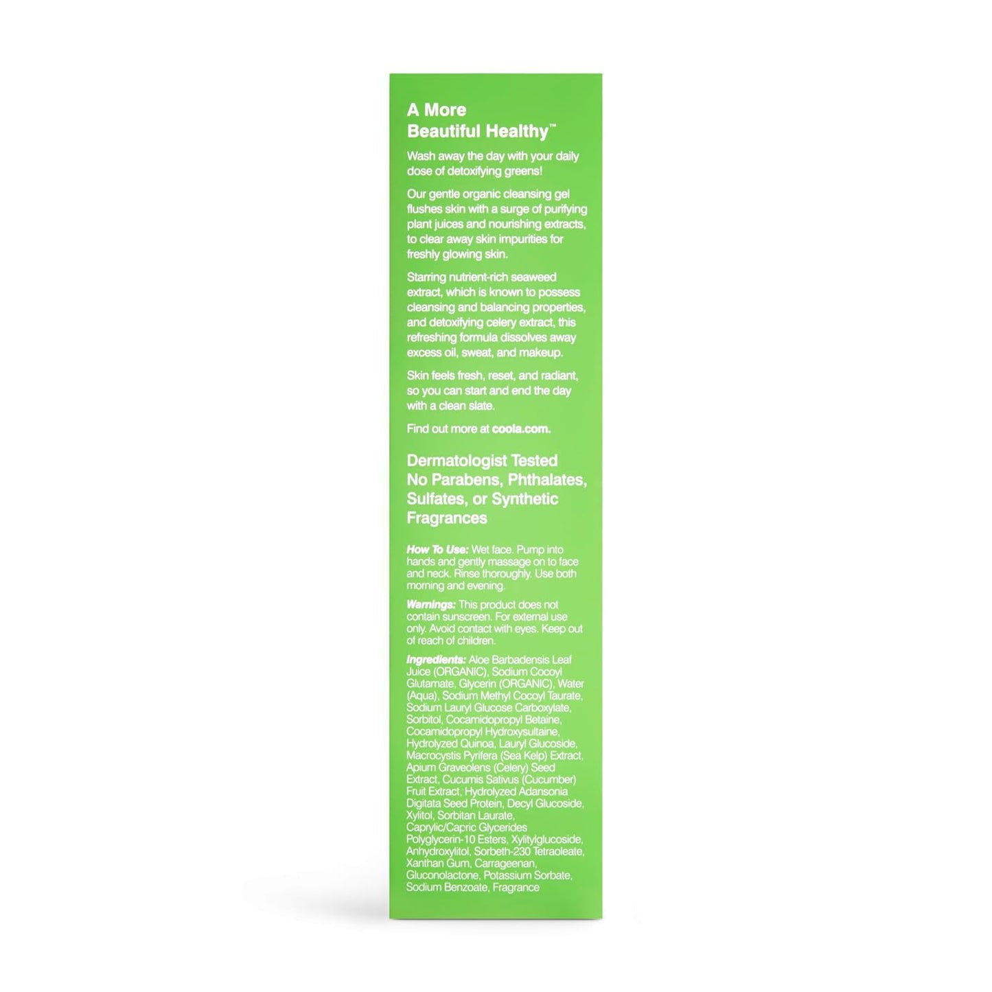 COOLA Organic Glowing Greens Facial Cleanser - Vegan, Gluten-Free, Aloe Vera Infused for Skin Barrier Protection