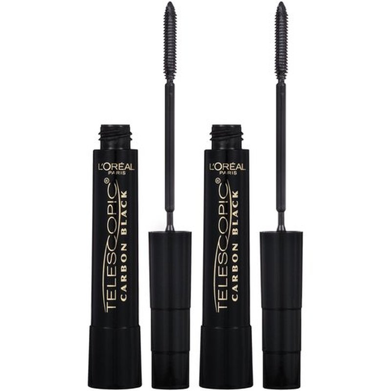 L’Oréal Paris Makeup Telescopic Original Lengthening, Lash Separating Mascara with Dual Precision Brush, Washable, Carbon Black, 0.27 Fl Oz., 2 Count