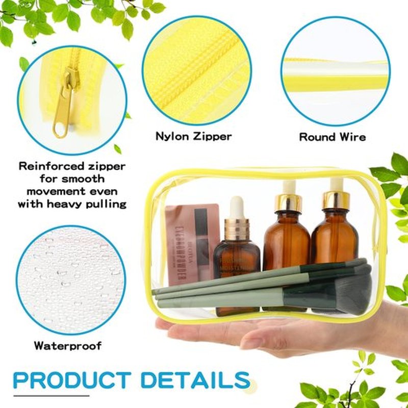 Weewooday 12 Pieces Clear Cosmetics Bag PVC Zippered Clear Toiletry Carry Pouch Cosmetic Makeup Bag Waterproof Makeup Bag Vinyl Plastic Organizer Case for Vacation Bathroom(Dark Color,Medium)