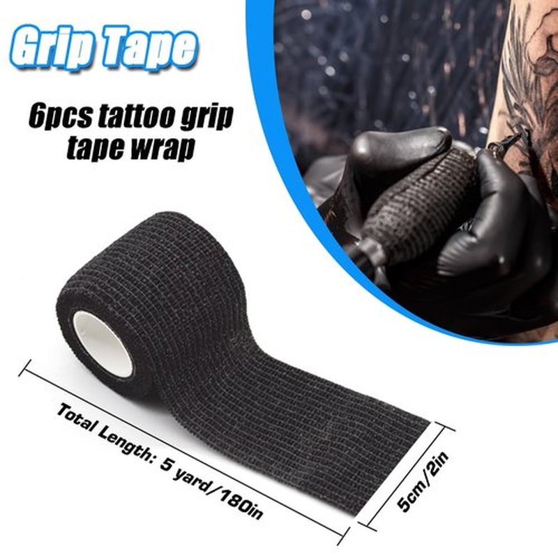 Tattoo Machine Covers with Grip Tape - YONGDA 200pcs Large Tattoo Pen Covers Bags Blue 2.56 * 7.08in Pen Machine Sleeves with 12pcs Grip Tape Wrap Self Adhesive Bandage Wrap