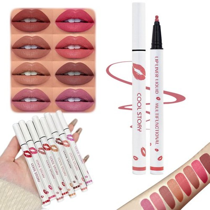 Elugty Cool Story Lip Liner Stain,New Formula Cool Story Lip Liner,Submarine Liquid Lip Liner,Cool Story Lip Liner Liquid,2-in-1 Waterproof Longwear Liquid Lip Liner,Long Lasting Lip Liner (07, 1pcs)
