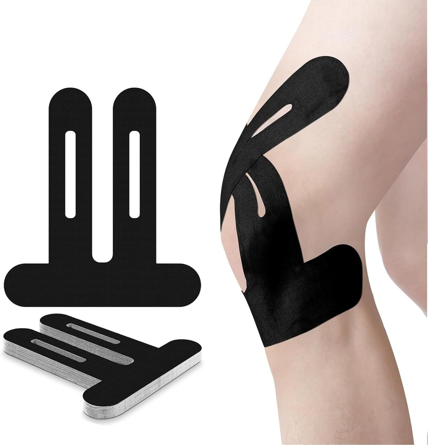 Kinesiology Tape for knees- 60 Pre-Cut Cotton Tape, Smile Line Patches, Frown Line Patches, Smoothing & Tightening sleep tape- Latex Free