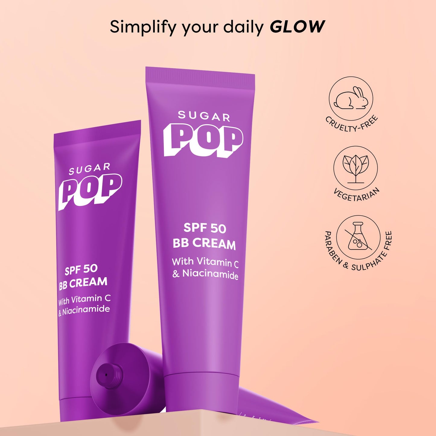 SUGAR POP SPF 50 BB Cream with Vitamin C & Niacinamide | Matte Finish | Lightweight | 30gm